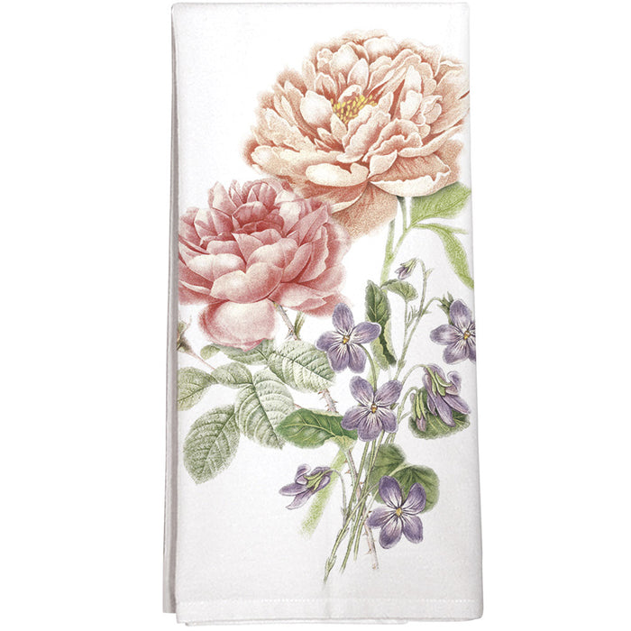 Peony and Violets Kitchen Towel