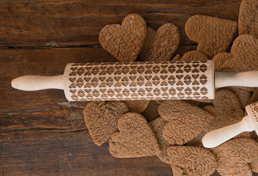 Hearts Engraved Wooden Rolling Pin