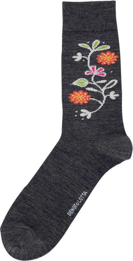 Gray Swedish Socks with Flowers