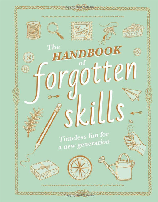pale green hardcover book about Forgotten Skills for kids