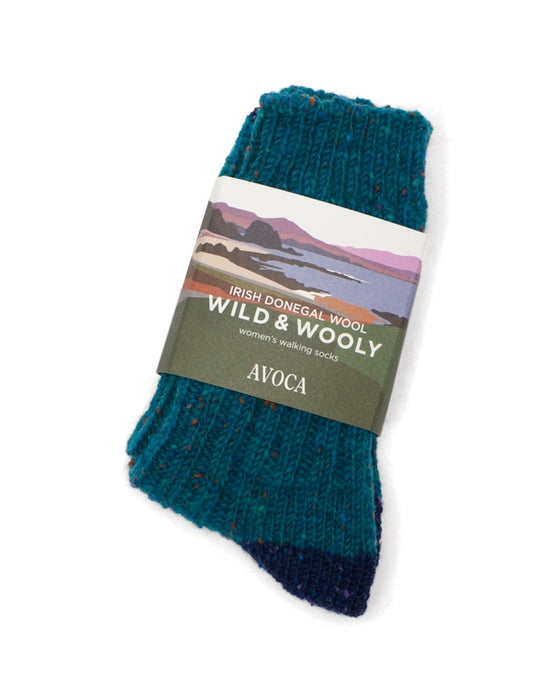 Pink and Teal Women's Socks - Avoca Donegal Socks