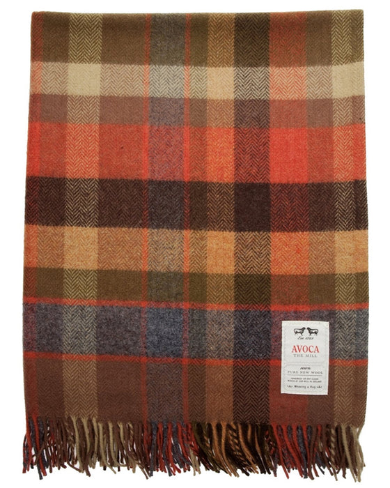 Irish Merino Lambswool Throw in Warm Colors by Avoca