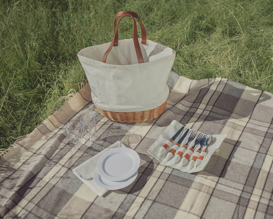 Wicker + Canvas Picnic Basket and Tote