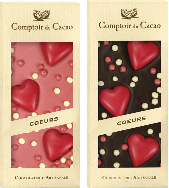 French Ruby and Dark Chocolate Bars With Hearts