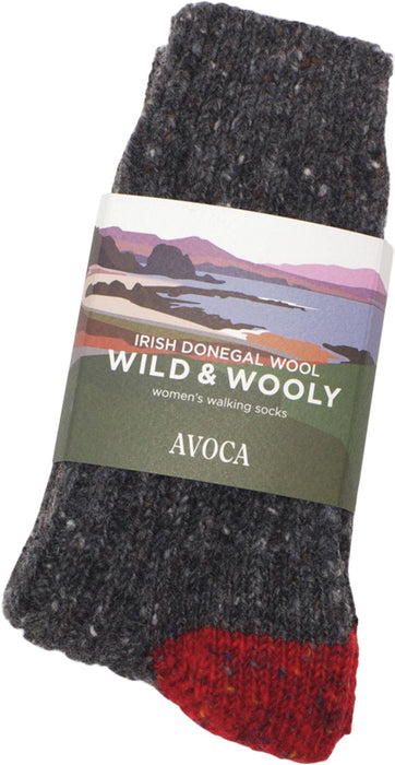 Donegal Socks for Women - Grey/Red