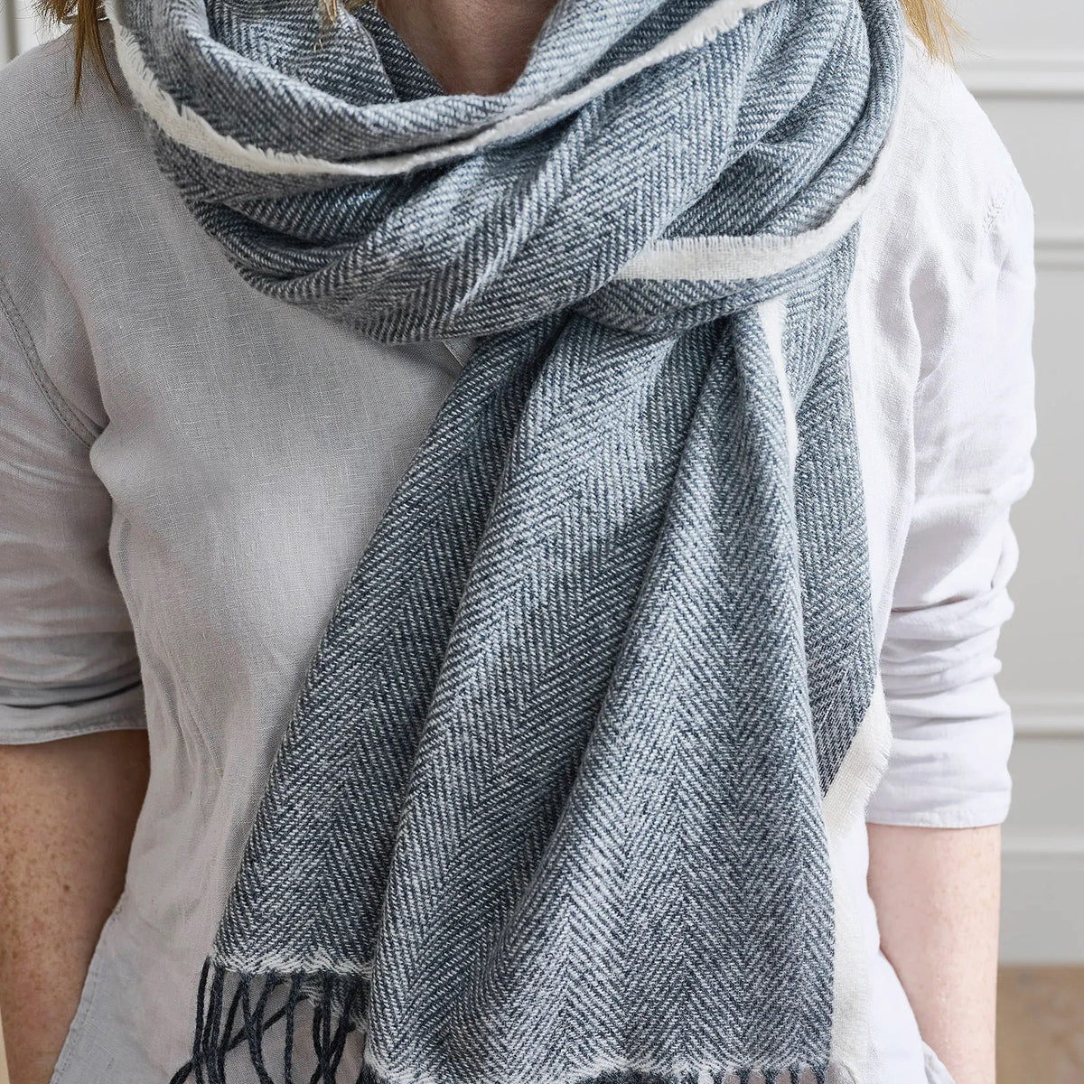 Avoca Cashmere Herringbone Scarf — Menus and Music