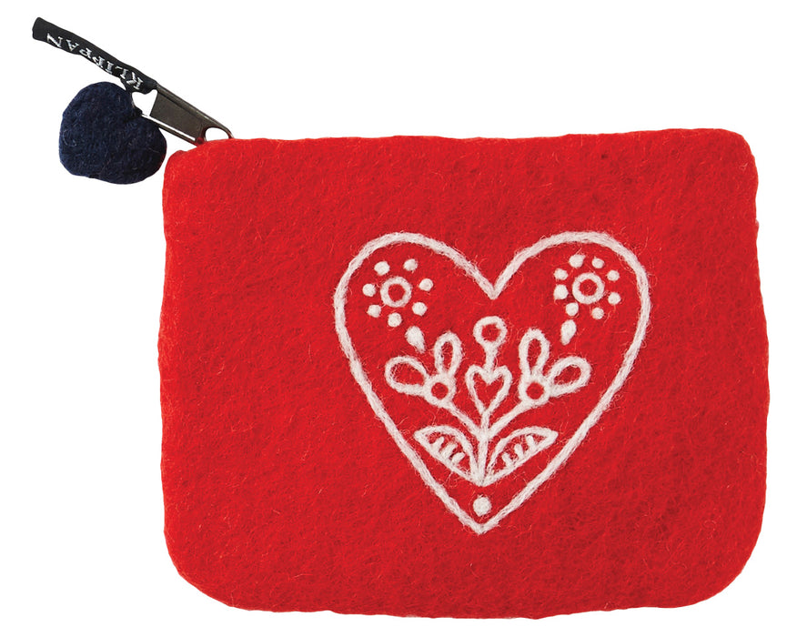 Swedish Felt Purse - Hearts and Flowers