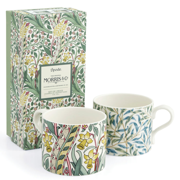 Spode Daffodil & Willow Mugs, by Morris and Co. - Set of Two