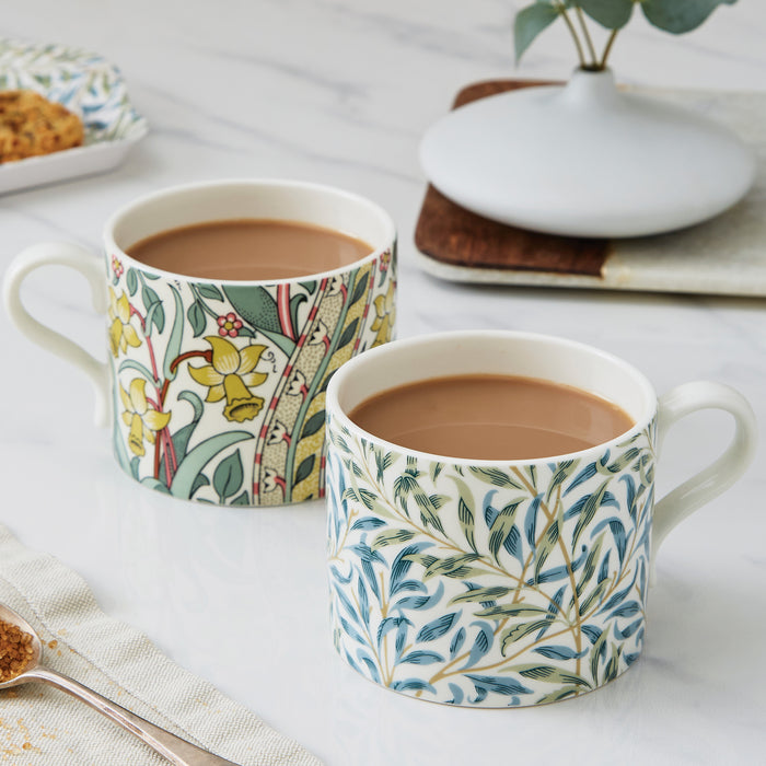 Spode Daffodil & Willow Mugs, by Morris and Co. - Set of Two