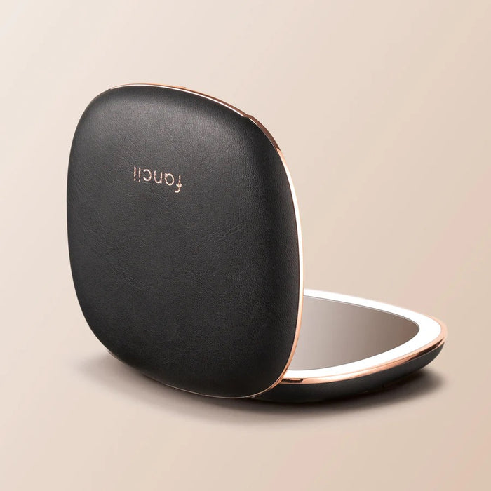 Mila Compact Mirror, Rechargeable LED Lights - Midnight Majesty