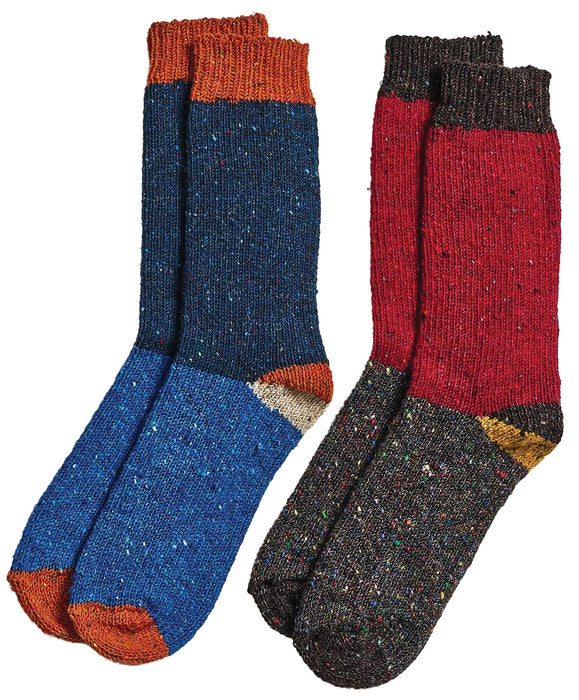 Men’s Blue/Orange & Cranberry/Grey Irish Donegal Wool Socks