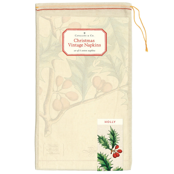 Cavallini Holly Christmas Napkins