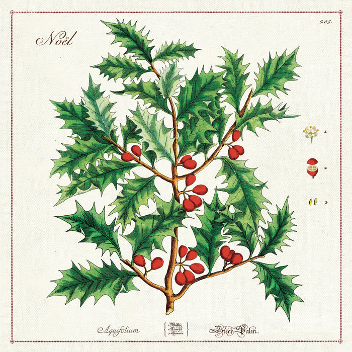 Cavallini Holly Christmas Napkins