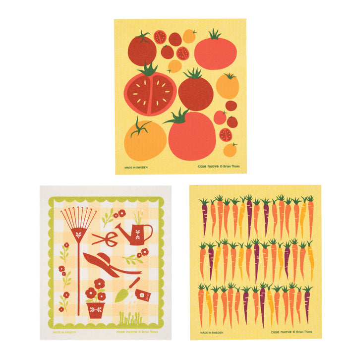 Swedish Dish Cloth Set - Tomato, Garden Tools, Carrots