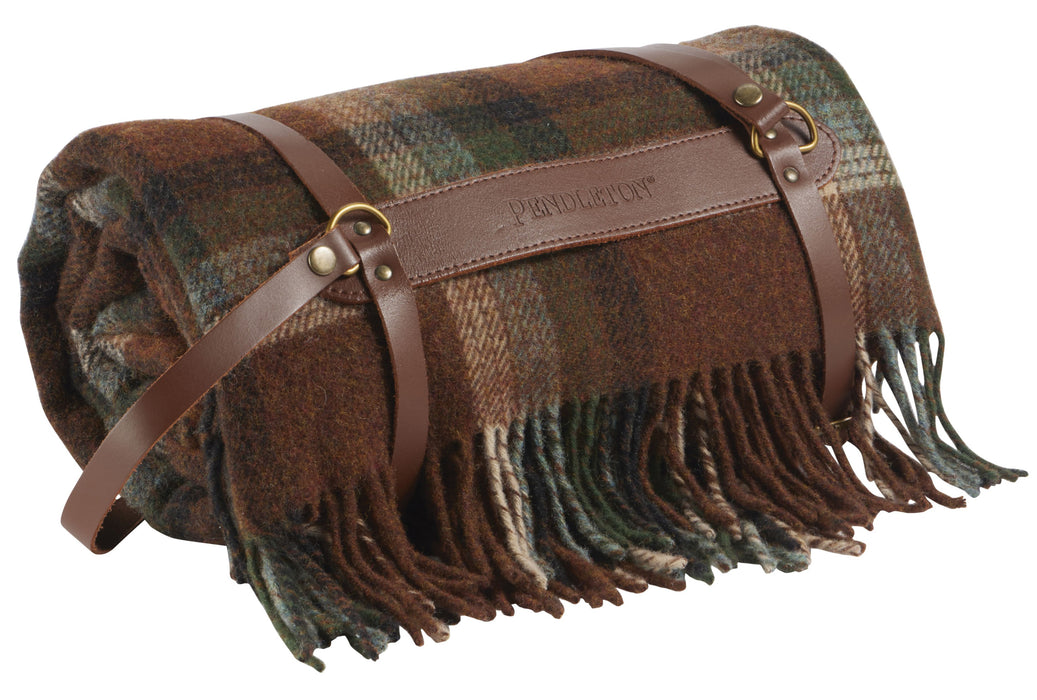 Pendleton Blanket with Leather Carrier - Redwood