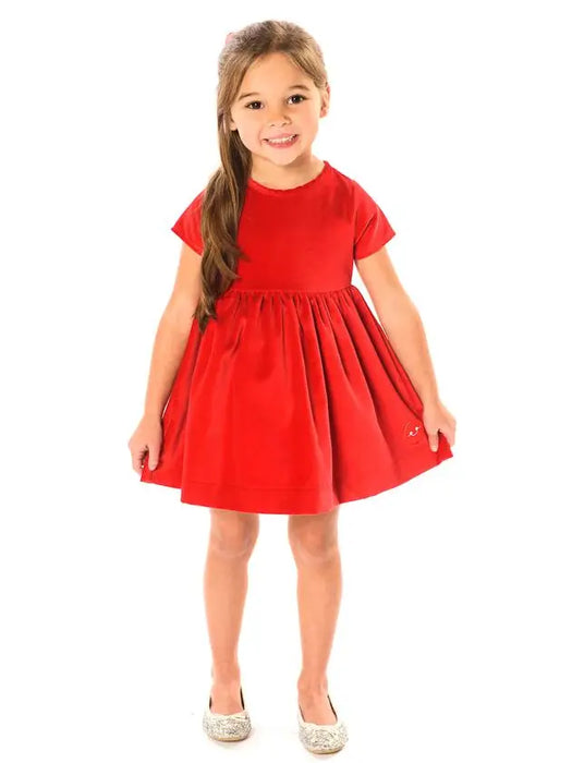 Cherry Red Velvet Sunday Dress - 4
