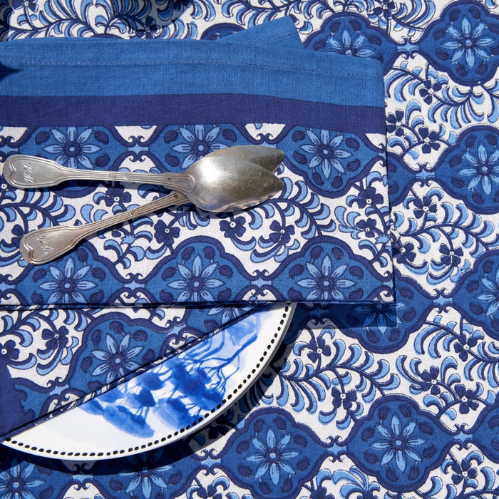 Blue Tiles Tablecloth 59x59
