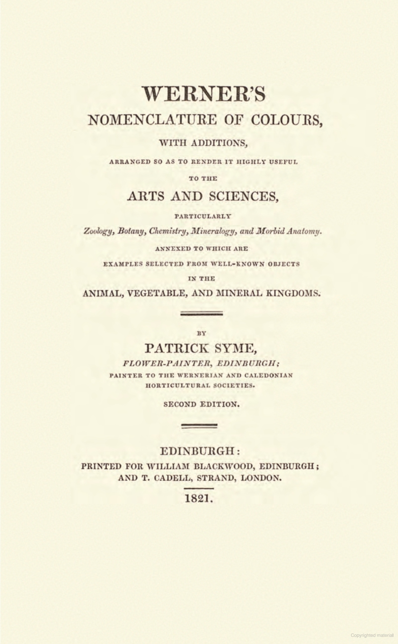 Werner's Nomenclature of Colours — Menus and Music