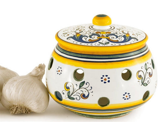 Hand Painted Italian Ceramic Garlic Jar
