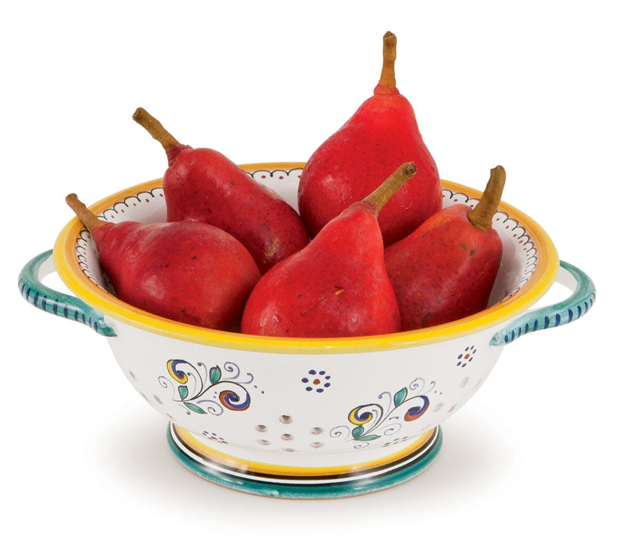 Deruta Ceramic Colander-Ricco Deruta pattern 9.5