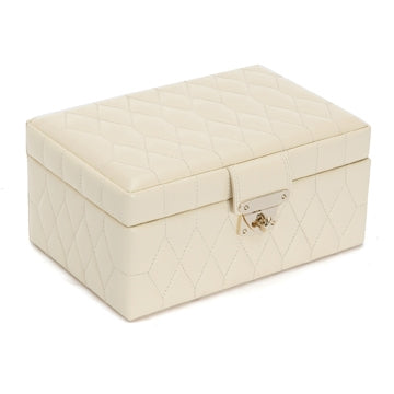 Quilted Leather Jewelry Box In Cream