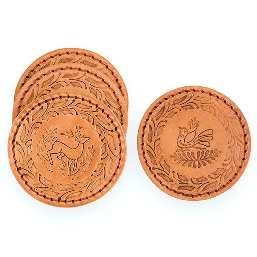 Embossed Leather Coasters (Boxed Set Of 4)