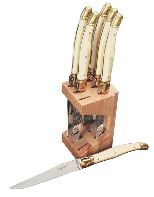 Laguiole Steak Knives And Block - Ivory
