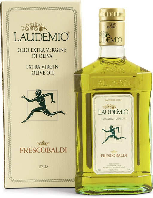 Box and bottle of Frescobaldi Laudemio Olive Oil