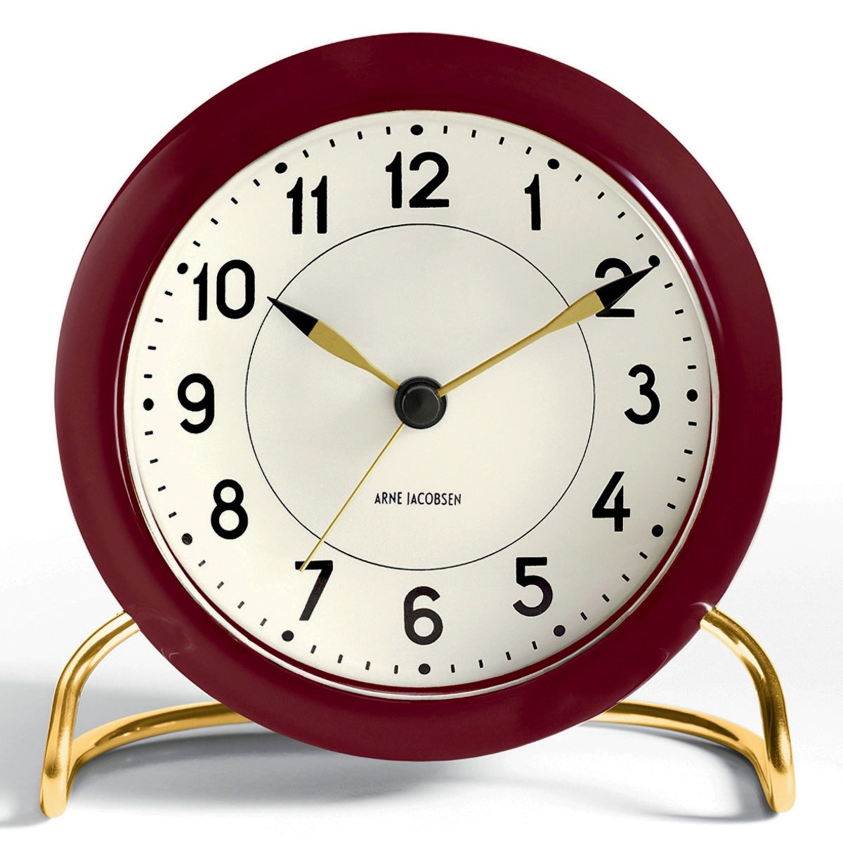 Arne Jacobsen Clock Burgundy Menus and Music