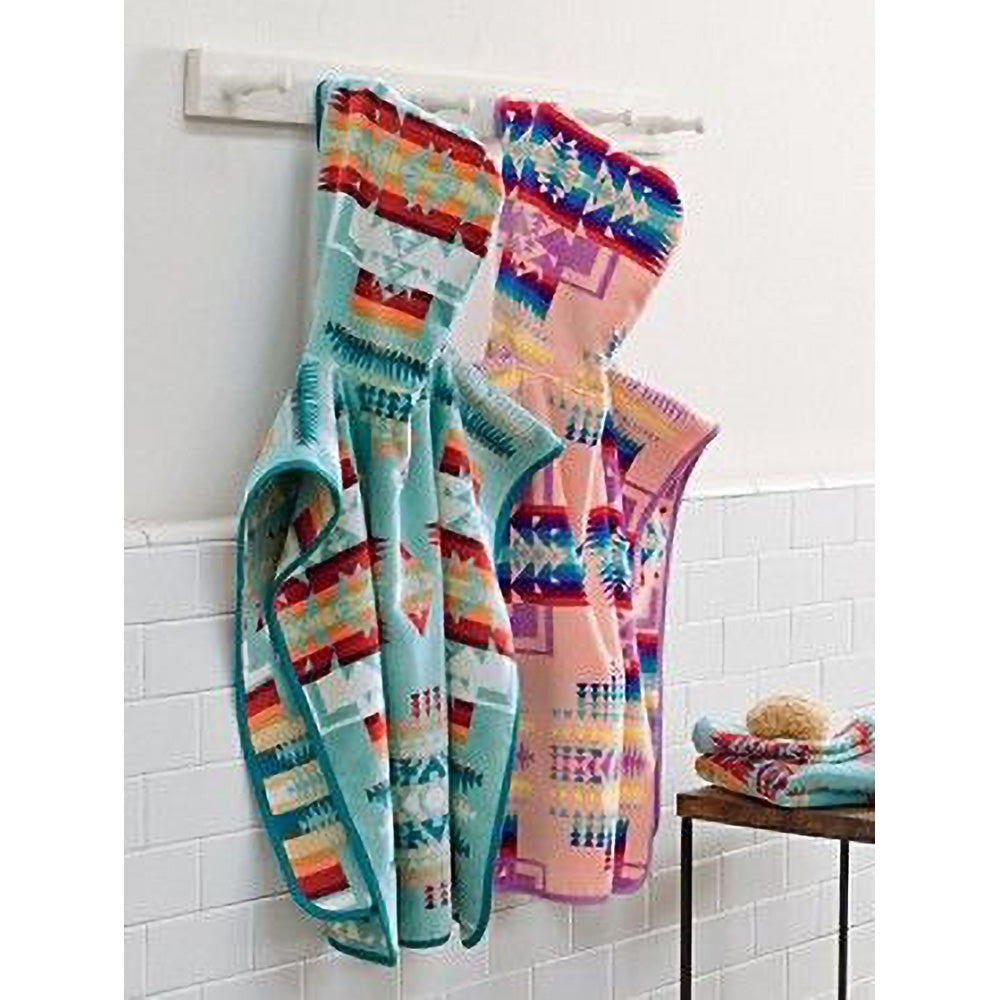 Pink Pendleton Hooded Towel for Kids Menus and Music