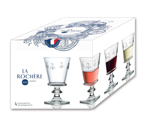 Bee-Embossed Wine Glasses by La Rochère (Boxed Set of Four)