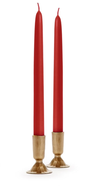 Four Beeswax Taper Candles in Cranberry Red