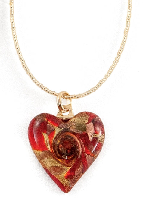 Red Murano Glass Heart Necklace