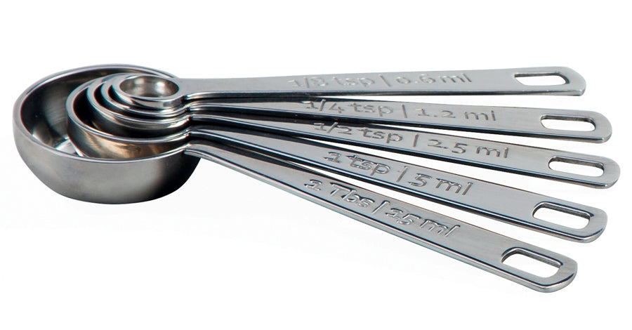 Set of Five stainless steel measuring spoons