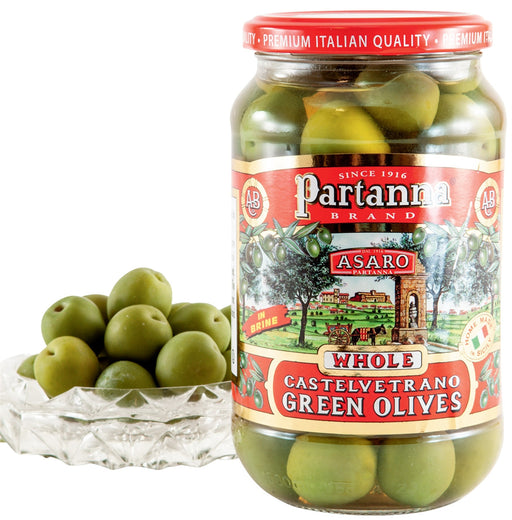 Partanna Castelvetrano Green Olives in a Glass Jar