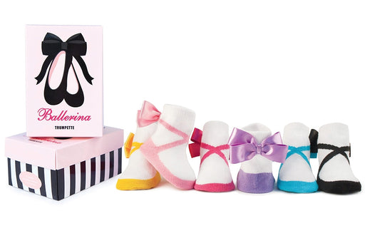 Gift Boxed Set of 6 Ballerina Socks for Baby Girls