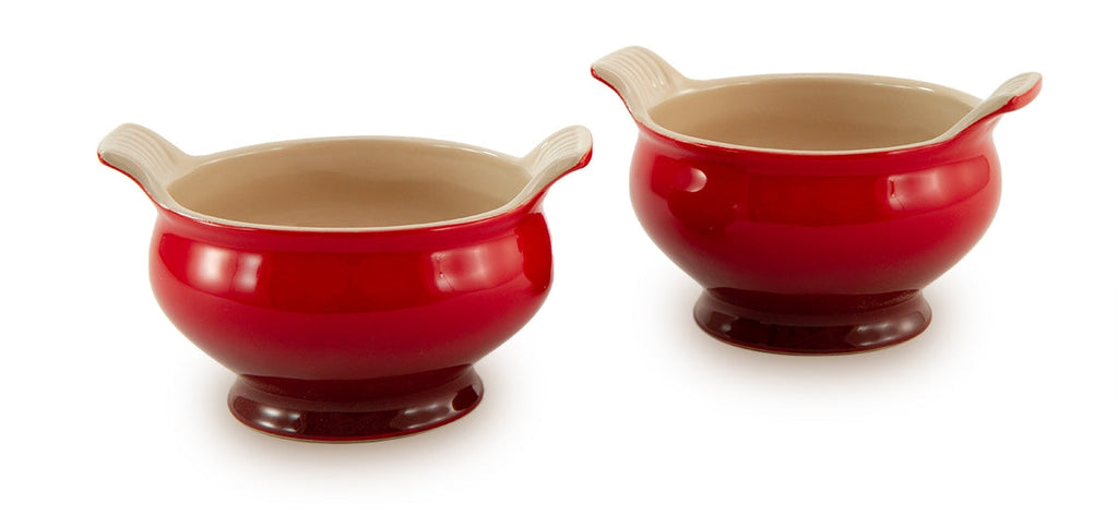 Le Creuset Heritage Soup Bowls Red Set of Two Menus and Music