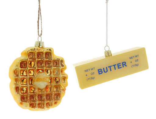Butter and Waffle Glass Ornaments