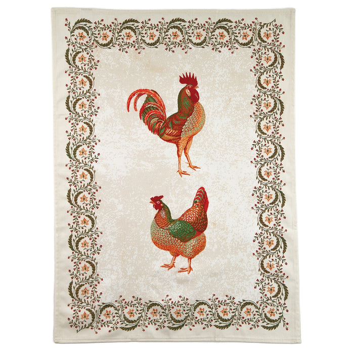 Chanteclair Rooster and Hen Kitchen Towel