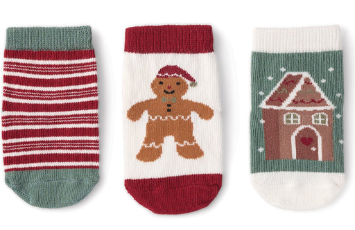Gingerbread Socks - gift boxed set of three holiday themed baby socks