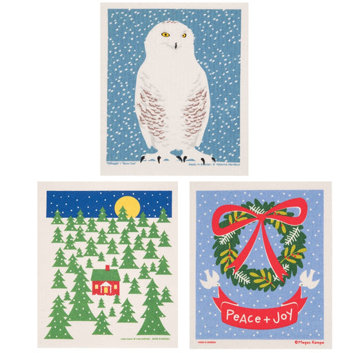 Snowy Owl Set of Swedish Dish Cloths set of three